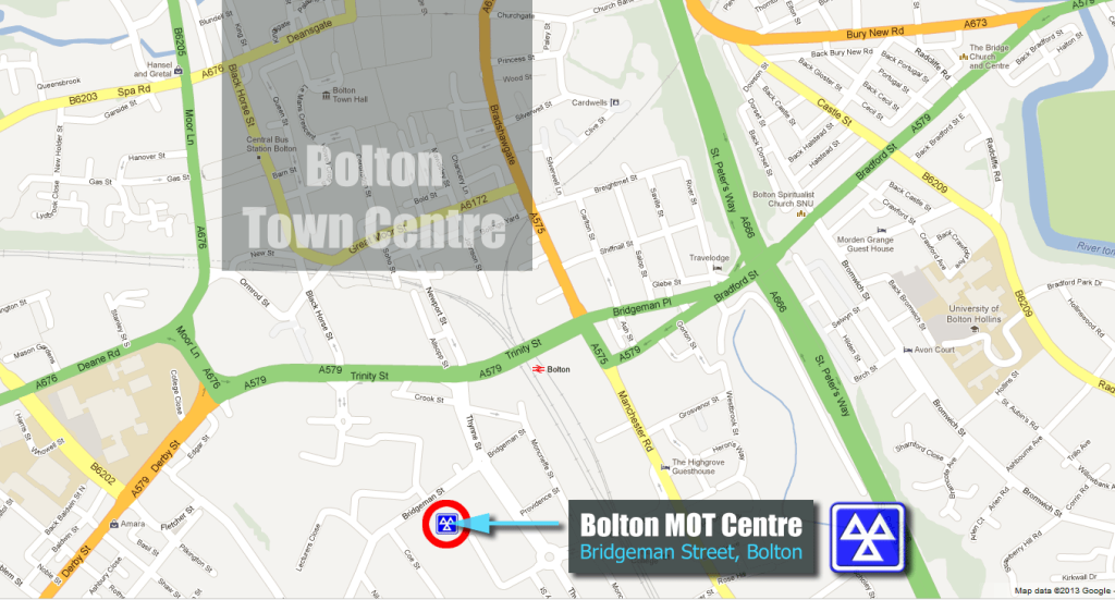 Bolton MOT Centre Location Map